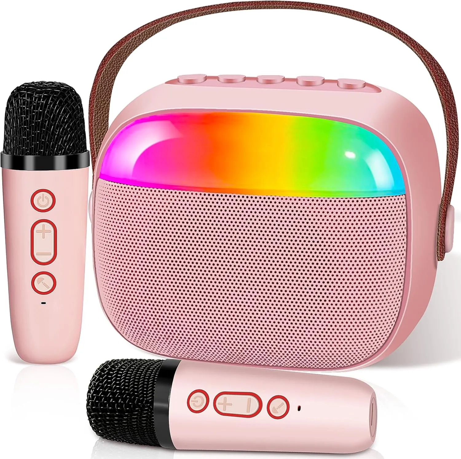 Karaoke Machine for Kids,2024 New Mini Portable Karaoke Toys, Karaoke Speaker with 2 Wireless Mics & Light for Home Party for Adults,Birthday Gifts for Girls and Boy Age 4-12  Year Old