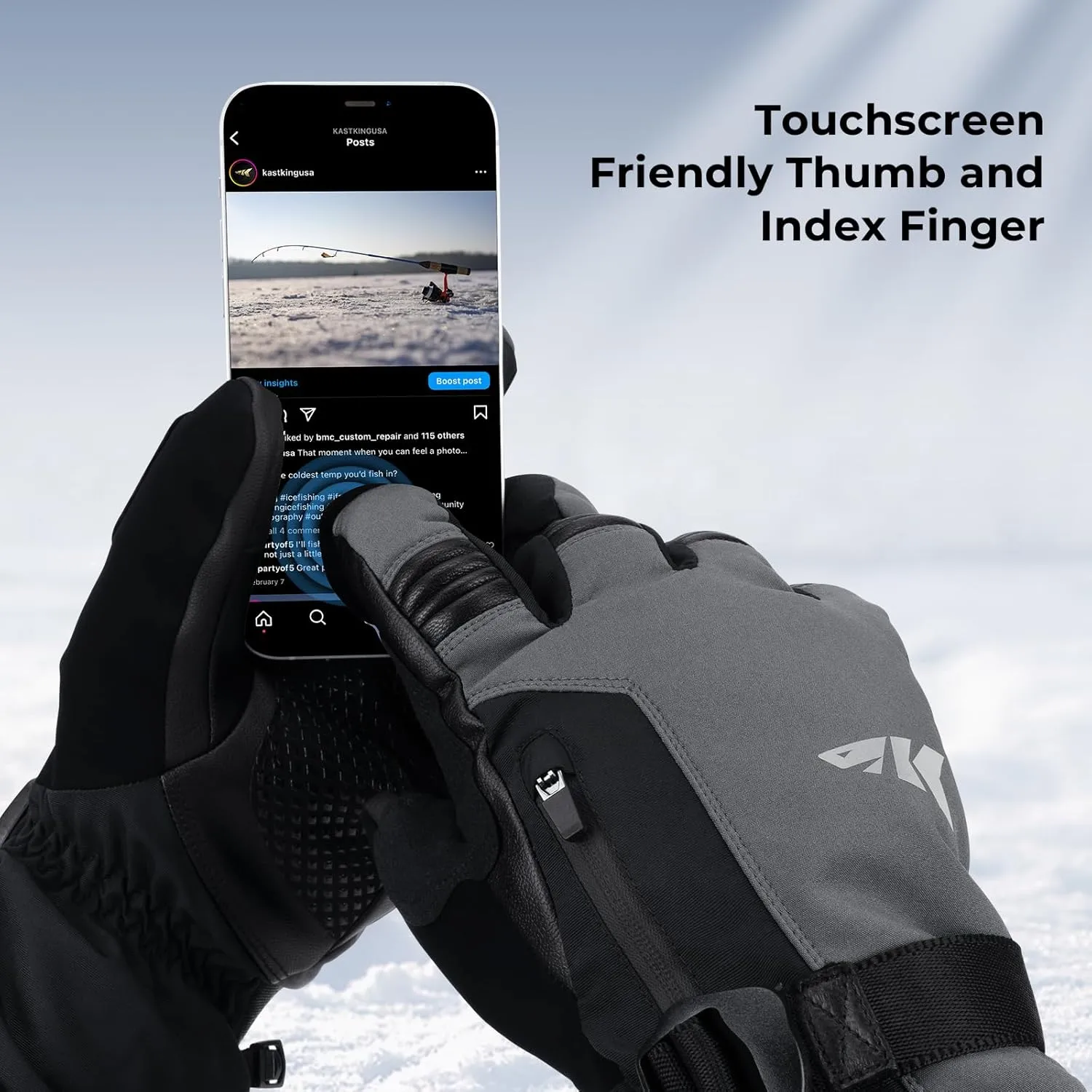 KastKing IceRiver Fishing Gloves, 100% Waterproof Gloves for Men & Women, Cold Weather Fishing & Outdoor Sports, Ideal for Ice Fishing & Winter Activities