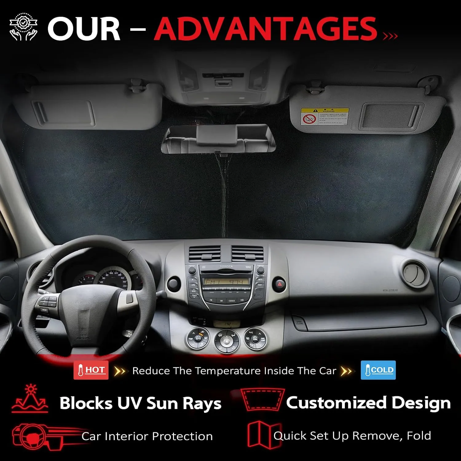 KAYZT Windshield Sun Shade for 2021-2025 KIA K5 GT-Line GT Sedan Foldable Sunshade Front Window Custom Fit Car Accessories