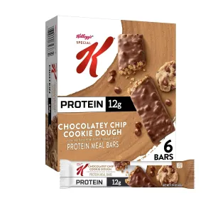 Kellogg's Special K Protein Meal Bars, Meal Replacement, Protein Snacks, Chocolatey Chip Cookie Dough, 9.5oz Box (6 Bars)