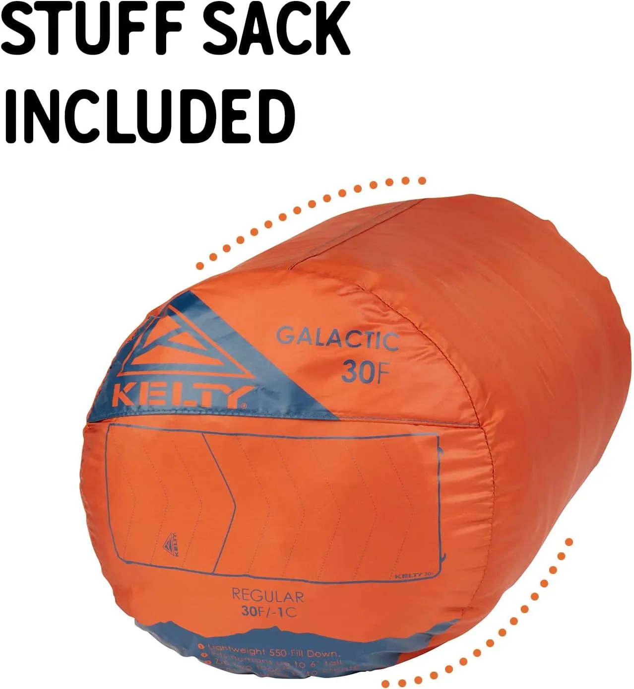 Kelty Galactic Down 30 Degree Sleeping Bag, 550 Fill Power RDS Trackable Down, Backpacking and Camping, Zip Together for 2P Sleeping Bag