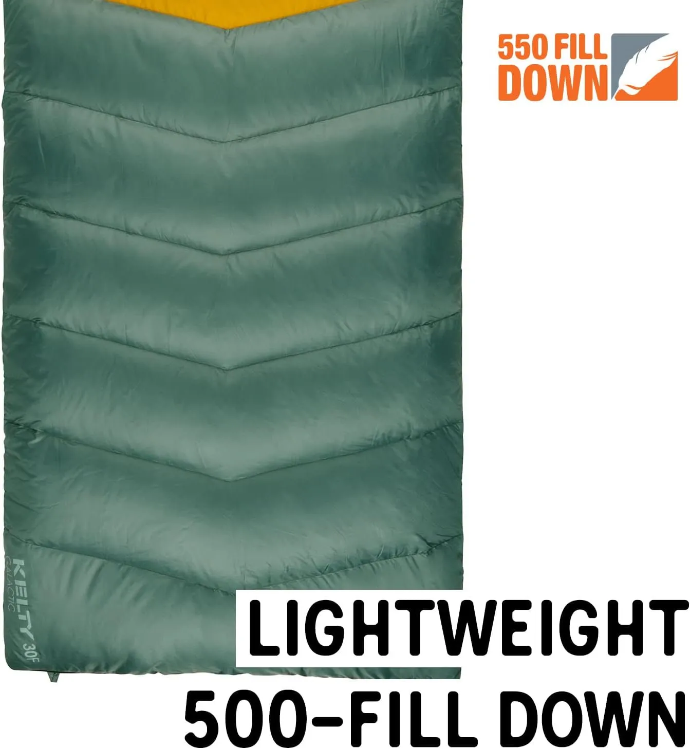 Kelty Galactic Down 30 Degree Sleeping Bag, 550 Fill Power RDS Trackable Down, Backpacking and Camping, Zip Together for 2P Sleeping Bag