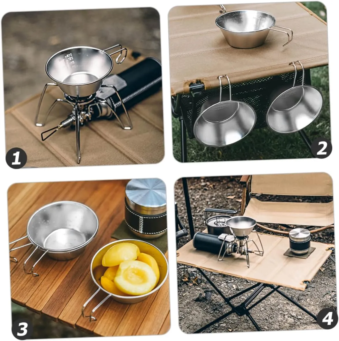 KESYOO Stainless Steel Salad Bowl Cups Foldable Portable Water Camping Small Wine Cup Compact Bowl Reusable