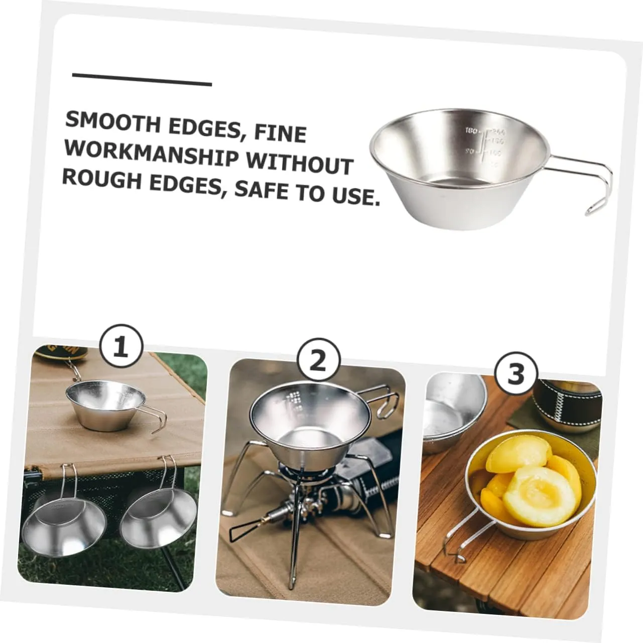 KESYOO Stainless Steel Salad Bowl Cups Foldable Portable Water Camping Small Wine Cup Compact Bowl Reusable