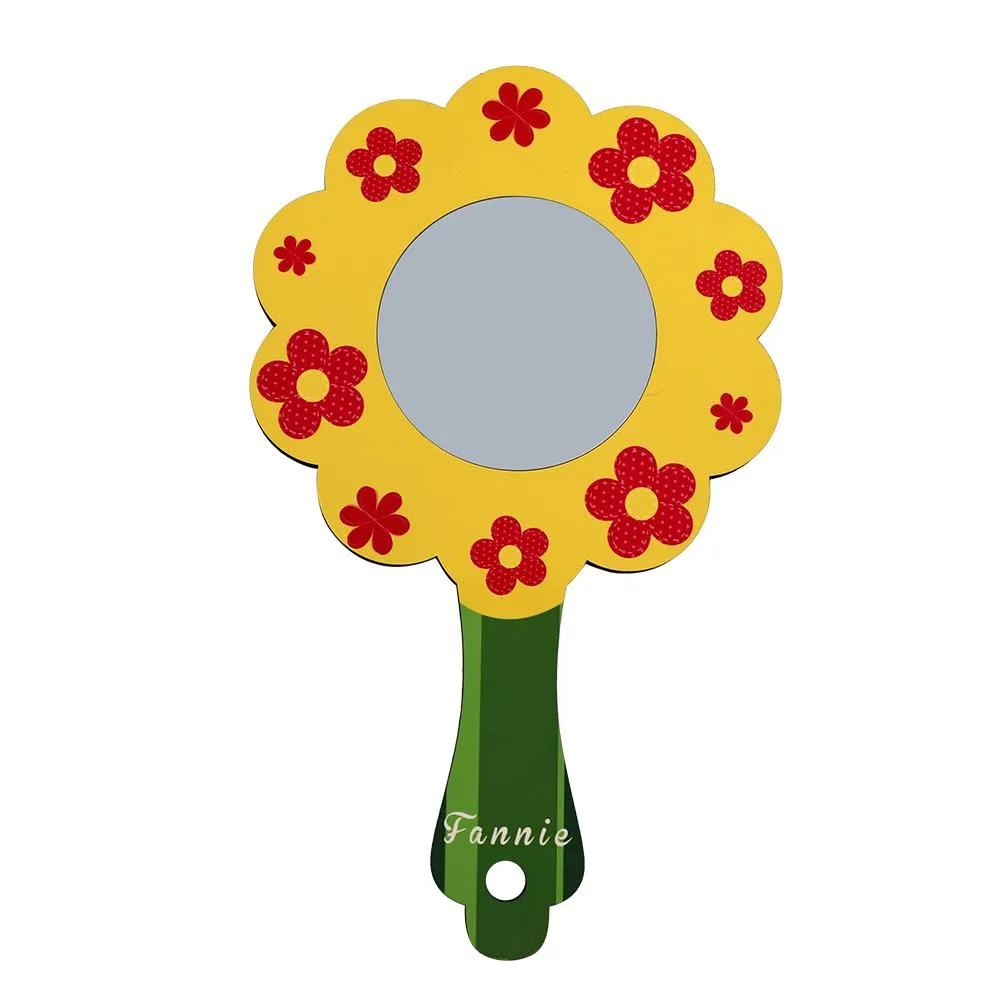 Kids MDF Handheld Mirror - Flower