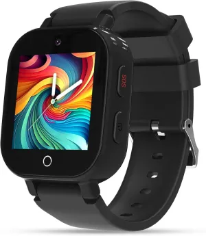 Kids Smart Watch Boys with GPS Tracker & Video Calling Text 4G Kids Cell Phone Watch Age 5-12, 12/24 Hr SOS Call Voice Chat Sport Mode Alarm Clock Camera Pedometer Games GPS Tracker for Kids(Black)
