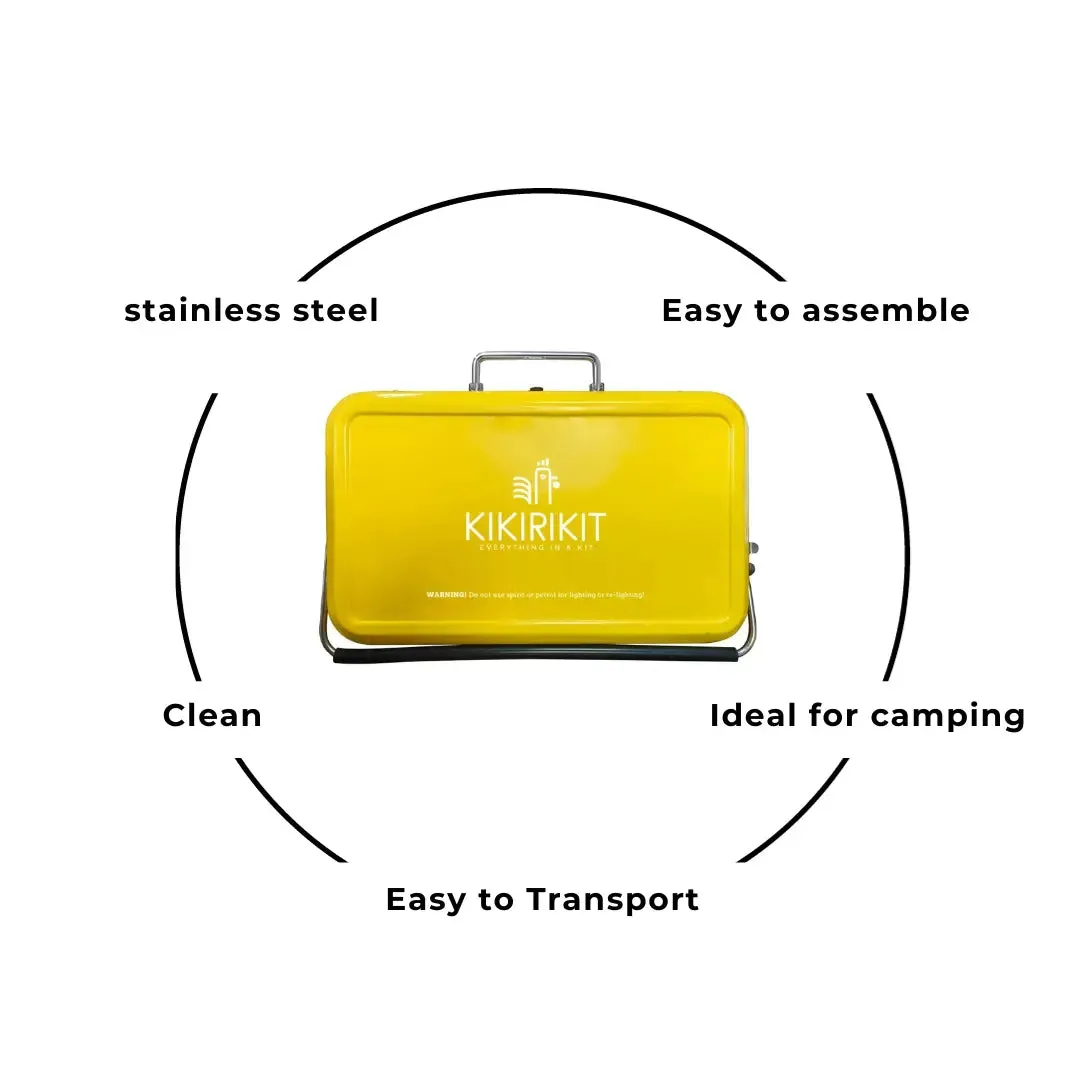 Kikirikit Foldable Portable Charcoal Barbecue Kit - Yellow
