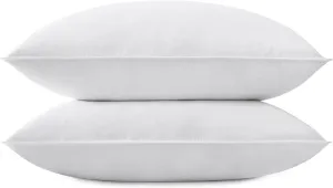 King Size Grey Goose Feather Down Pillow for Sleeping (2 Pack) - 20IN×36IN QO10913