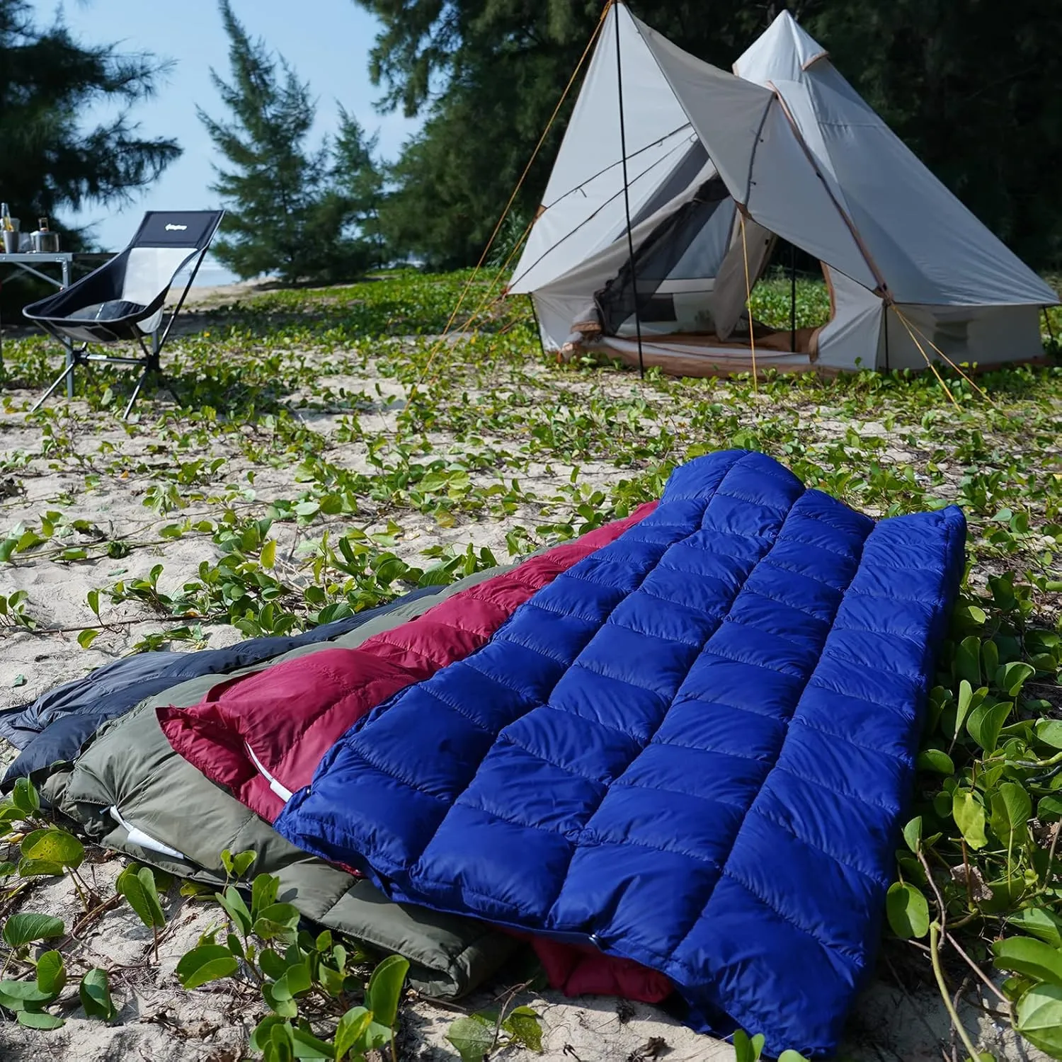 KingCamp Down Camping Blanket - Lightweight, Multifunctional Quilt for Camping with Snap Button, Portable for Stadium, Travel, Airplane, Picnic, Indoor & Outdoor, Provides Warmth