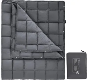 KingCamp Puffy Blankets for Cold Weather Camping, Warm Down Alternative Outdoors Indoors Quilt, Lightweight Compact Packable Windproof Blanket for Stadium, Airplane, Travel, Picnics, Backpacking
