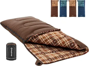 KingCamp Sleeping Bag for Adults, Cold Weather & Warm XL Big and Tall Flannel Sleeping Bags with Compression Sack Portable Waterproof Essentials Gear Accessories for Outdoor Camping