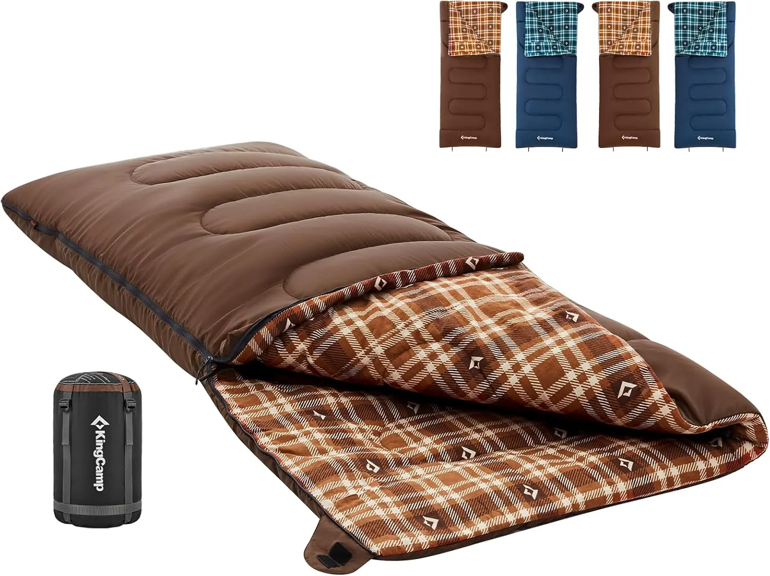 KingCamp Sleeping Bag for Adults, Cold Weather & Warm XL Big and Tall Flannel Sleeping Bags with Compression Sack Portable Waterproof Essentials Gear Accessories for Outdoor Camping
