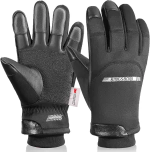 KINGSBOM -40℉ Winter Waterproof Thermal Gloves - 3M Thinsulate Windproof Touch Screen Warm Gloves - for Driving,Cycling,Riding,Running,Outdoor Sports - for Women and Men - Black