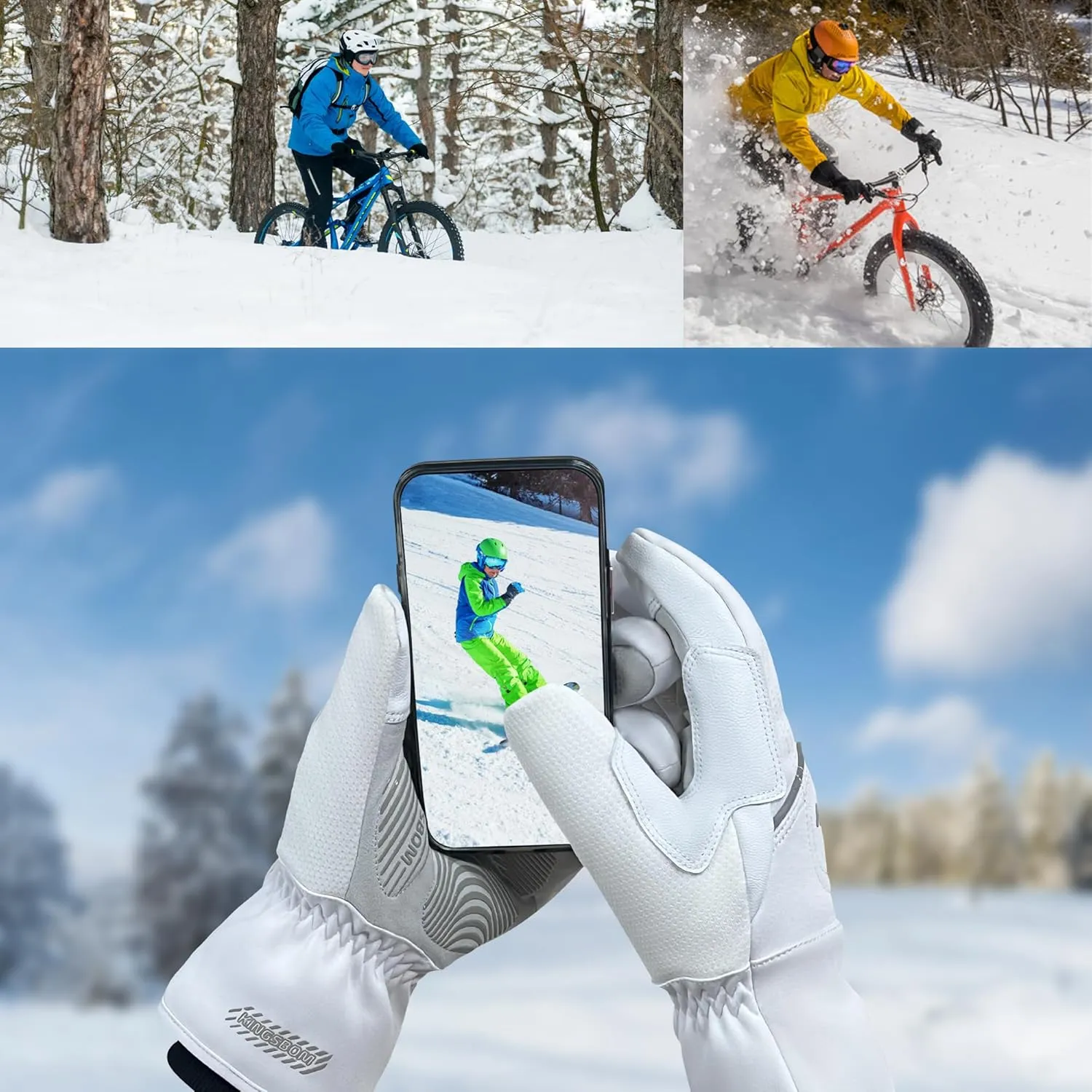 KINGSBOM -40F° Waterproof & Windproof Thermal Gloves - 3M Thinsulate Winter Touch Screen Warm Gloves - for Cycling,Riding,Running,Outdoor Sports - for Women and Men