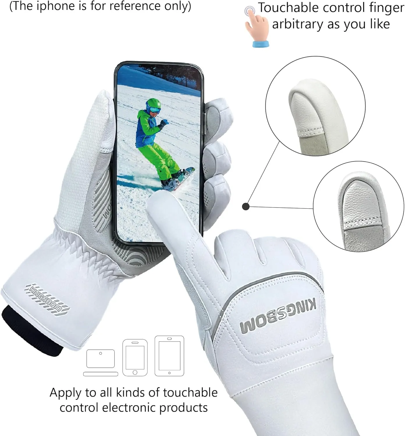 KINGSBOM -40F° Waterproof & Windproof Thermal Gloves - 3M Thinsulate Winter Touch Screen Warm Gloves - for Cycling,Riding,Running,Outdoor Sports - for Women and Men