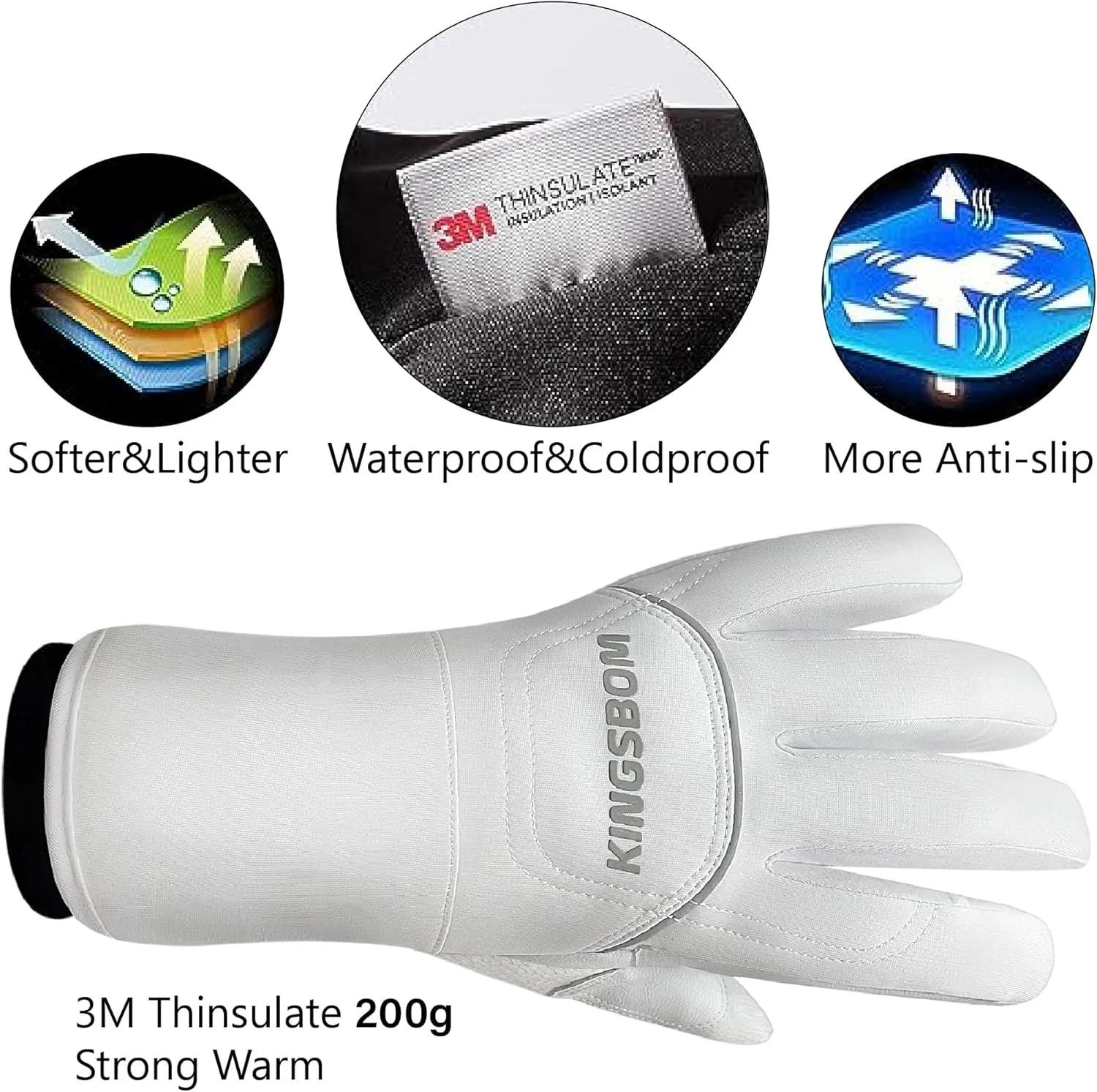 KINGSBOM -40F° Waterproof & Windproof Thermal Gloves - 3M Thinsulate Winter Touch Screen Warm Gloves - for Cycling,Riding,Running,Outdoor Sports - for Women and Men