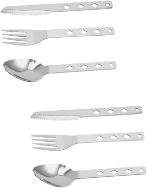 Kisangel 2sets Travel Cutlery Portable Stainless Steel Camping Tableware Lightweight and Compact Dinnerware Easy to Clean Utensils for Outdoor Dining for Camping and Picnics