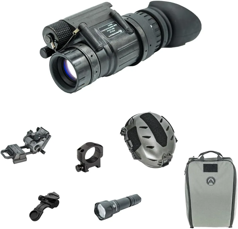 Kit Includes PVS-14 2376 FOM Pinnacle Gen 3 Ghost White Phosphor Night Vision Monocular,G95 Mount, J-Arm, Watchman IR Illuminator, Helmet Bag, Team Wendy EXFIL® LTP Helmet Rail 3.0 (M/L),