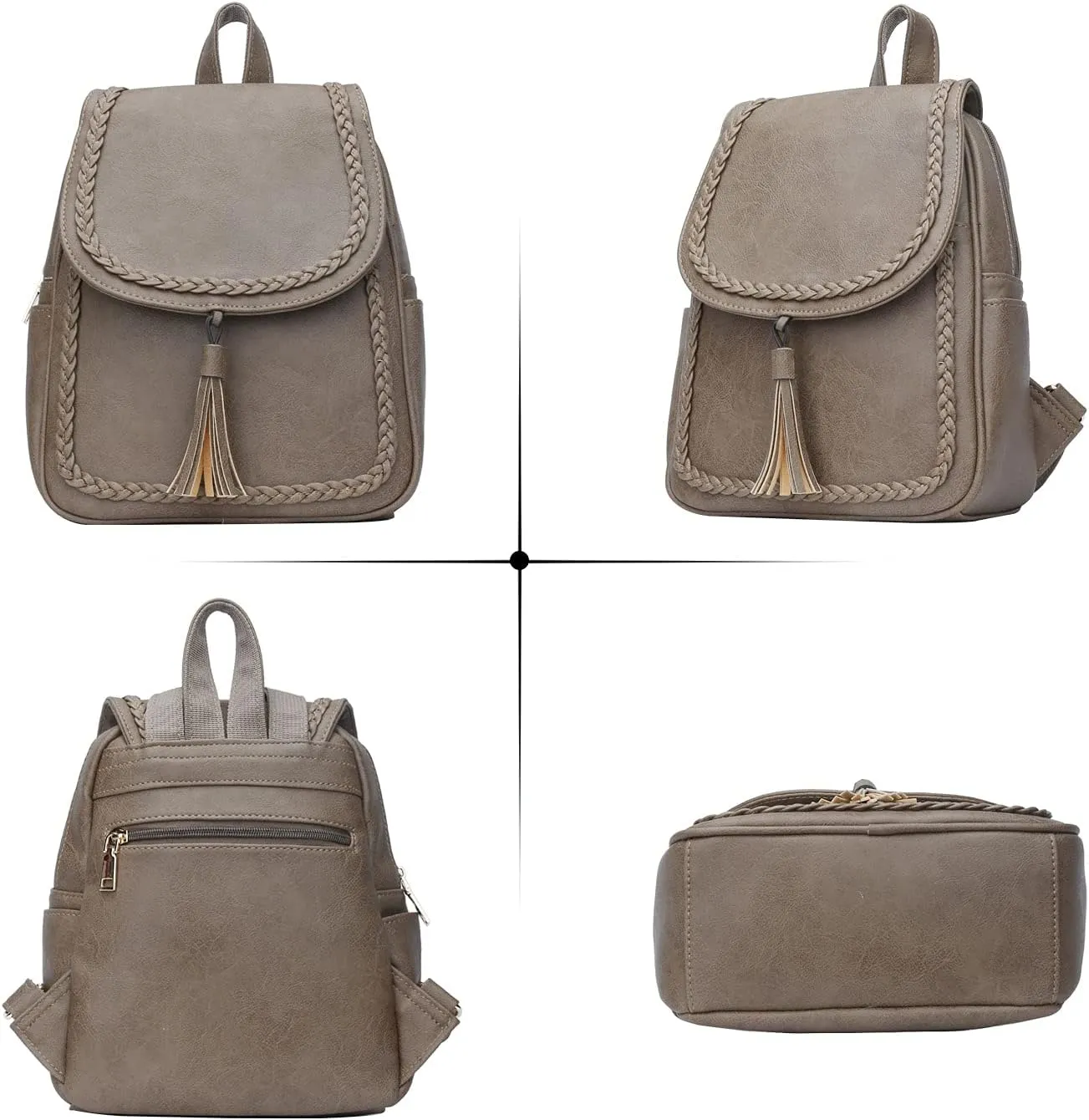 KKXIU Fashion Small Synthetic Leather Backpack Purse For Women and Ladies with Tassel