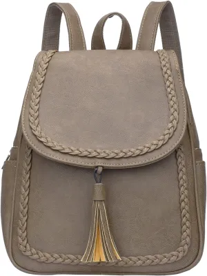 KKXIU Fashion Small Synthetic Leather Backpack Purse For Women and Ladies with Tassel