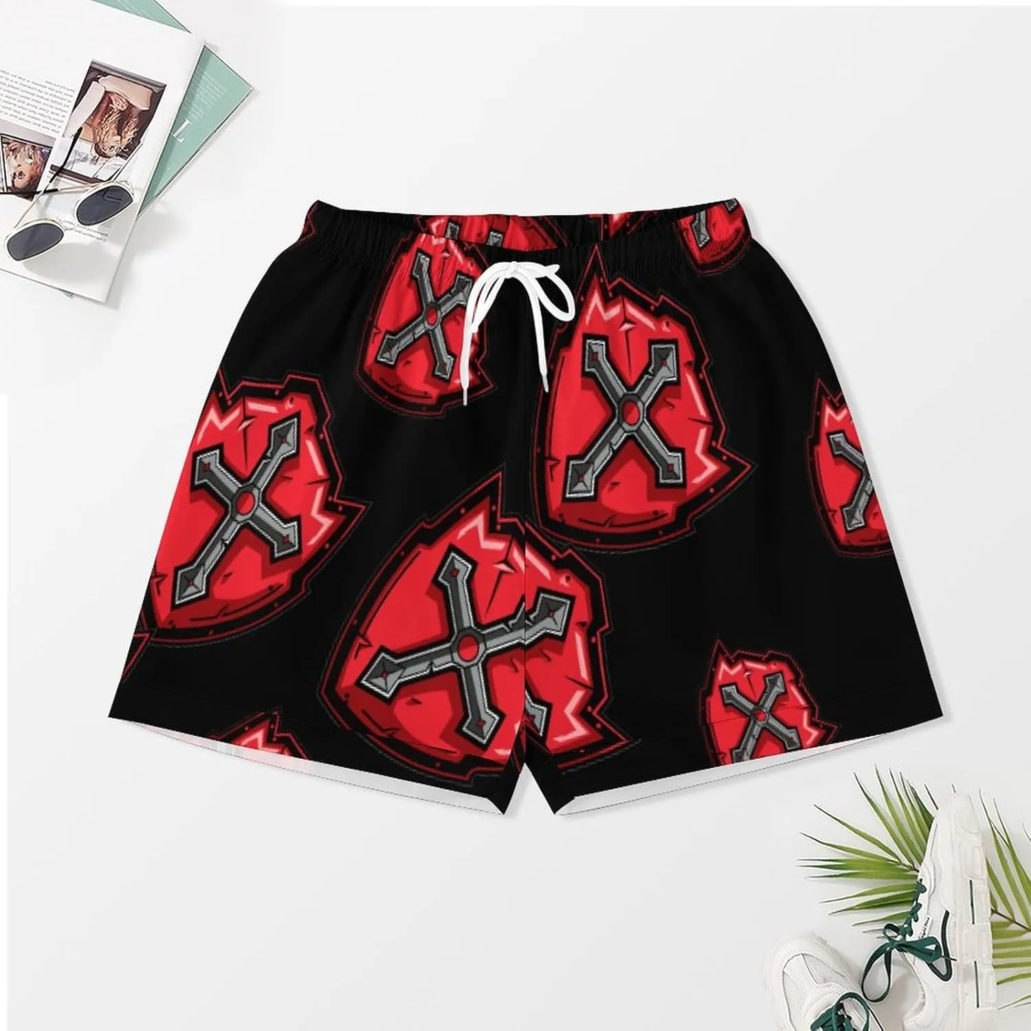 Knights Templar Crusader Cross Women's Satin Pajama Set Short Sleeve Button Down Sleepwear Loungewear Pj Set