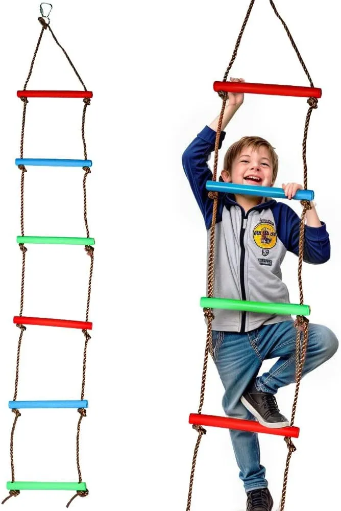 Knotted Rope Ladder, Climbing Ladder for Kids, Plastic Climbing Frame, 6.6 Feet, Load Capacity up to 176 lbs