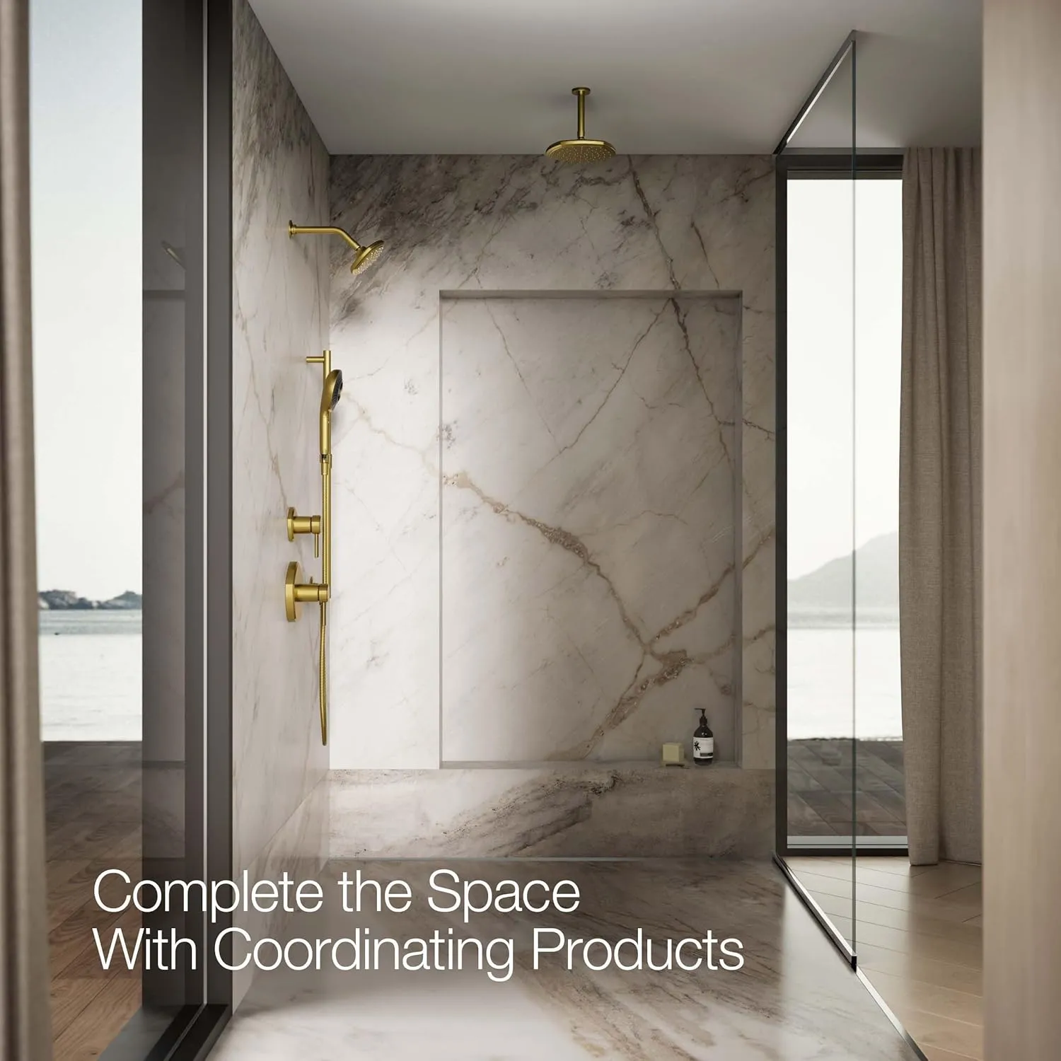 KOHLER K-28681-G-2MB SpaViva Two-Function Handheld Showerhead, Round High Pressure Shower Head, Compatible with SpaViva Cleansing Device, 1.75 GPM, Vibrant Brushed Moderne Brass