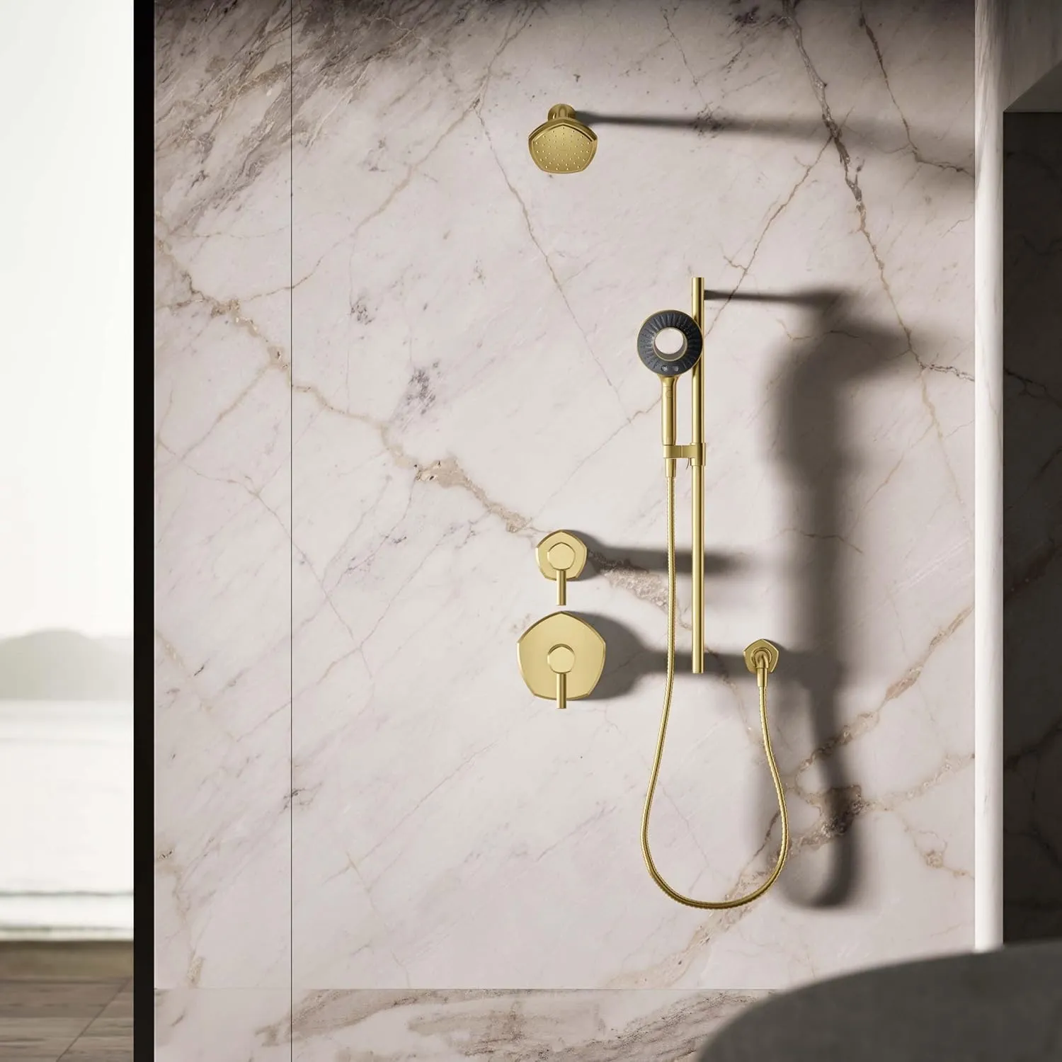 KOHLER K-28681-G-2MB SpaViva Two-Function Handheld Showerhead, Round High Pressure Shower Head, Compatible with SpaViva Cleansing Device, 1.75 GPM, Vibrant Brushed Moderne Brass
