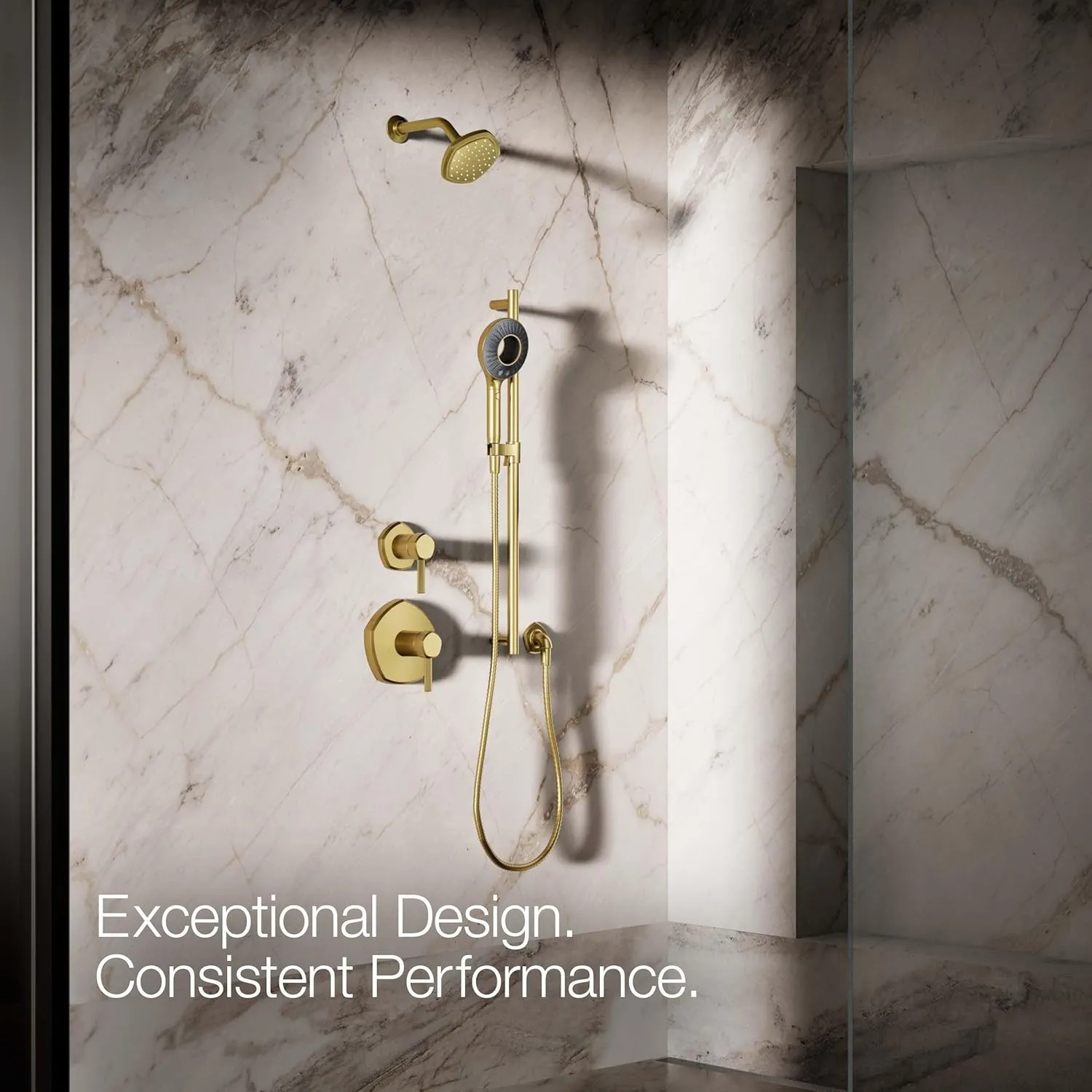 KOHLER K-28681-G-2MB SpaViva Two-Function Handheld Showerhead, Round High Pressure Shower Head, Compatible with SpaViva Cleansing Device, 1.75 GPM, Vibrant Brushed Moderne Brass