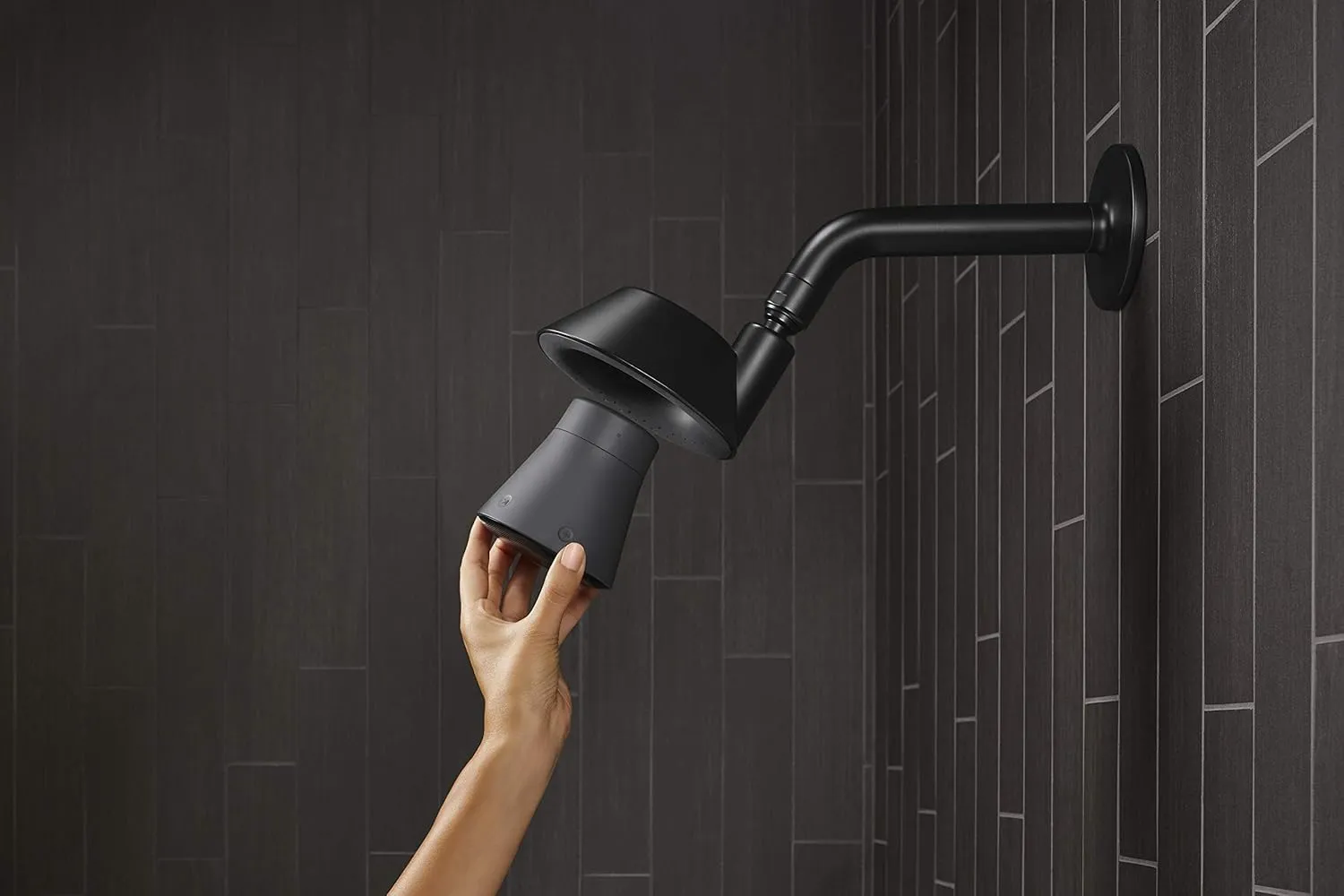 Kohler Moxie Showerhead and Waterproof Bluetooth Wireless Speaker, 2.5 gpm - Matte Black