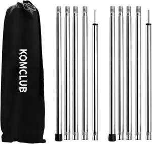 KOMCLUB Adjustable Tent Poles Telescoping Tarp Poles Camping Stainless Steel Lightweight Tarp Poles for Sun Sails Canopy Awning Shelter Bac