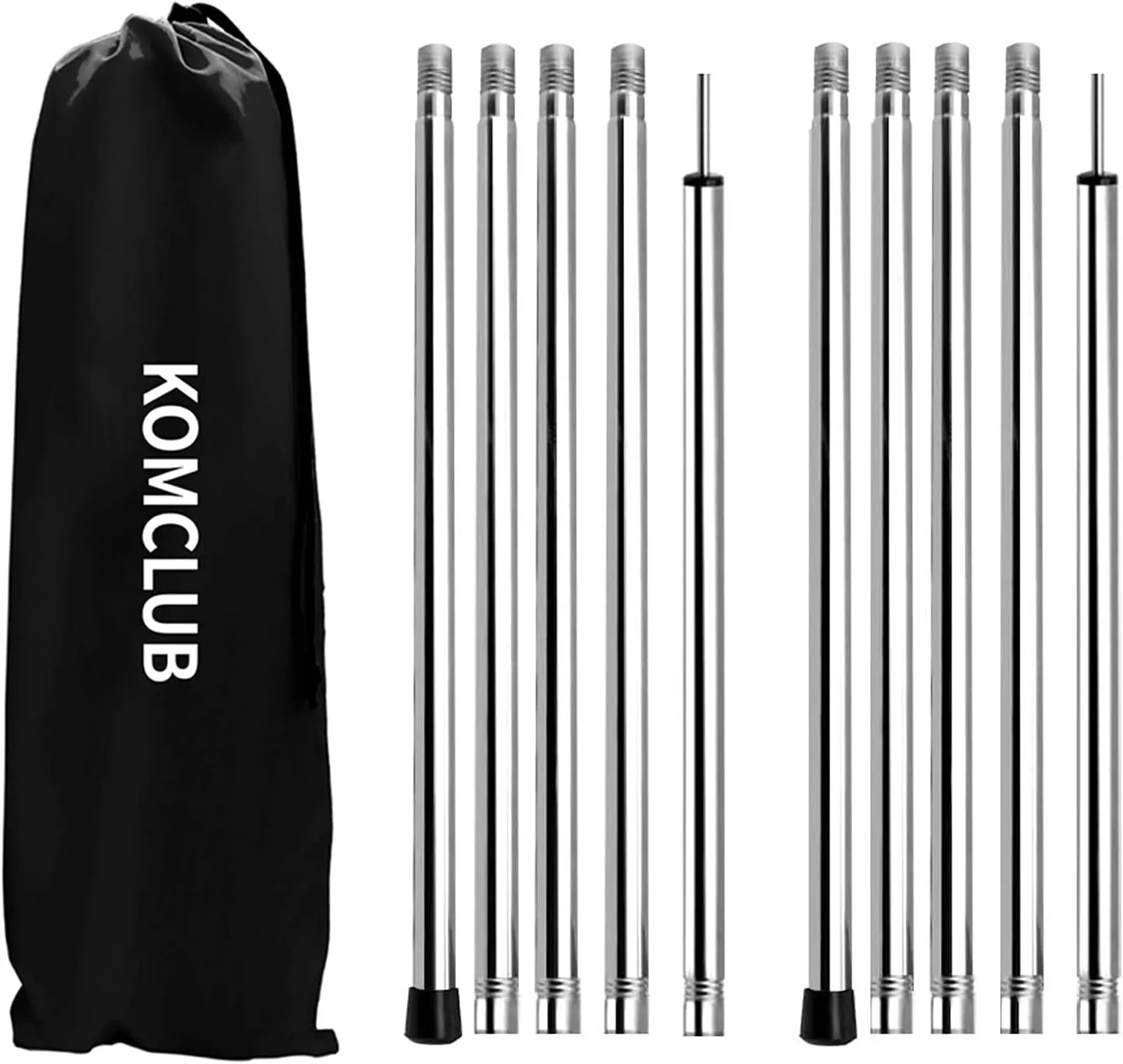 KOMCLUB Adjustable Tent Poles Telescoping Tarp Poles Camping Stainless Steel Lightweight Tarp Poles for Sun Sails Canopy Awning Shelter Bac
