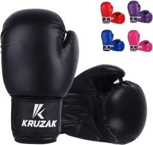 Kruzak Plain Boxing Gloves for Sparring, Kickboxing, Muay Thai, Martial Arts & MMA Fighting - Men & Women Punch Bag Mitts Training and Focus Pads Punching