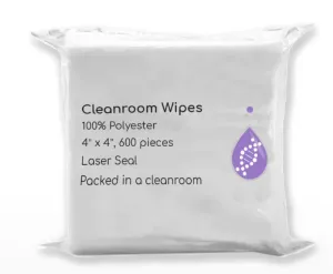LabClean Cleanroom Polyester Wipers 4"x4" (Bag of 600 Pcs) Double Knit 100% Polyester Wipes Lint Free Cloths with Ultra-fine Filaments, Laser Sealed Edge, Class 1000 Cloths