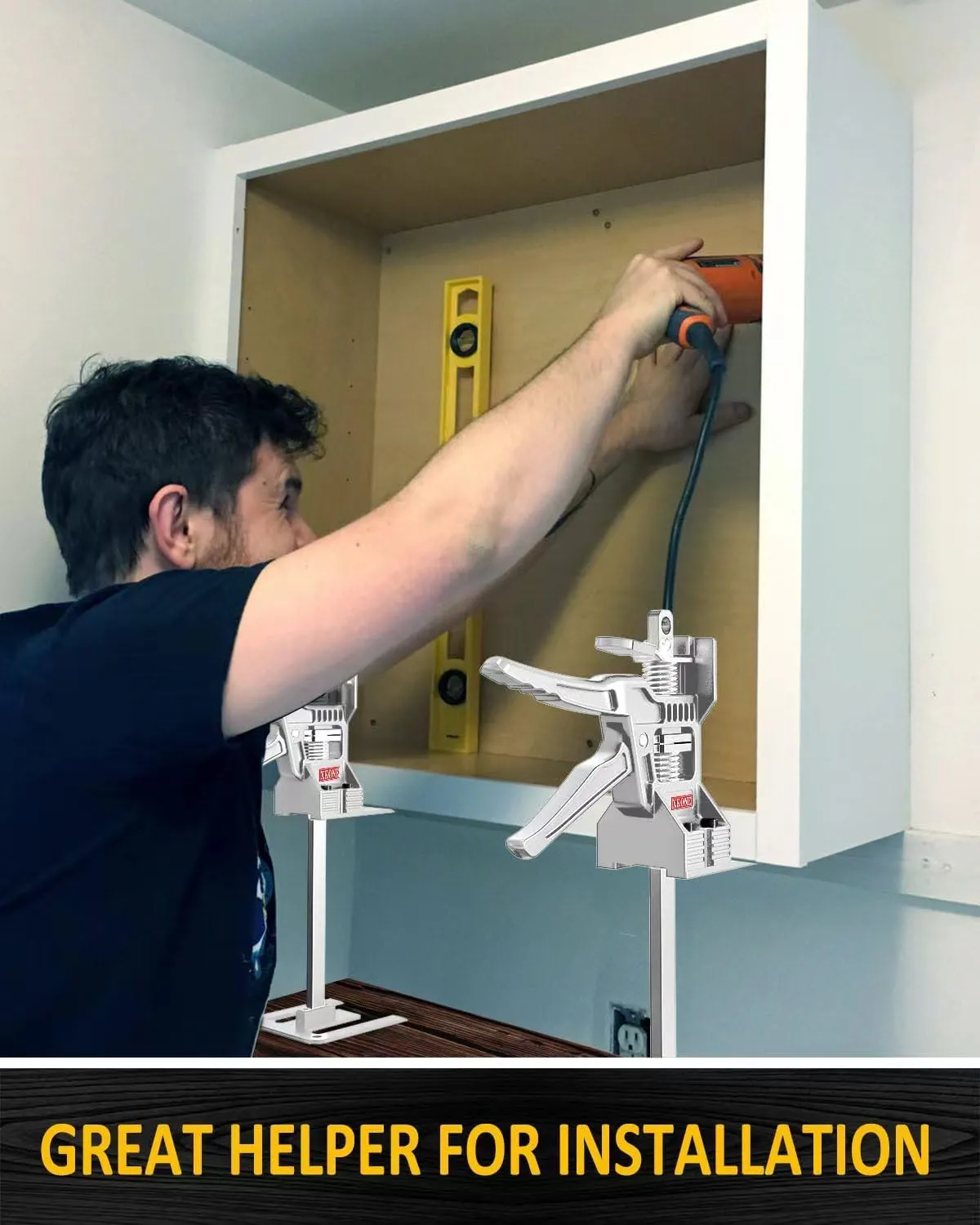 Labor Saving Arm Jack(2 Pcs),Multi-Function Height Adjustment Lifting Device with Storage Case,Suitable for Door Panel Lifting,Wall Tile Locator,Cabinet Jack and Board Lifter etc.