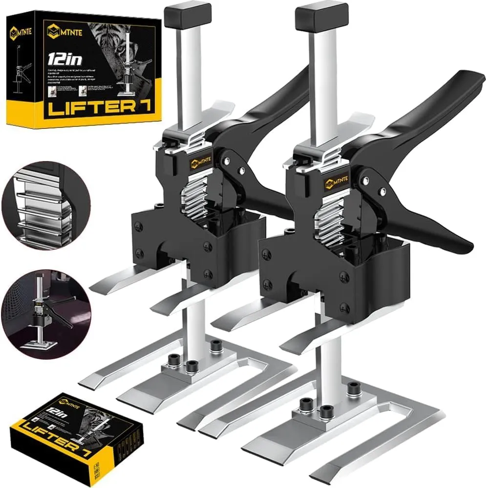 Labor Saving Handle 12 In Lever Arm Lifter Drywall Lift for Wall Tile Locator, Multi-Function Height Adjustment Lifting Device,Door Panel,Cabinet Jack Board Lifter Weight 490lb, lift range 6.7in