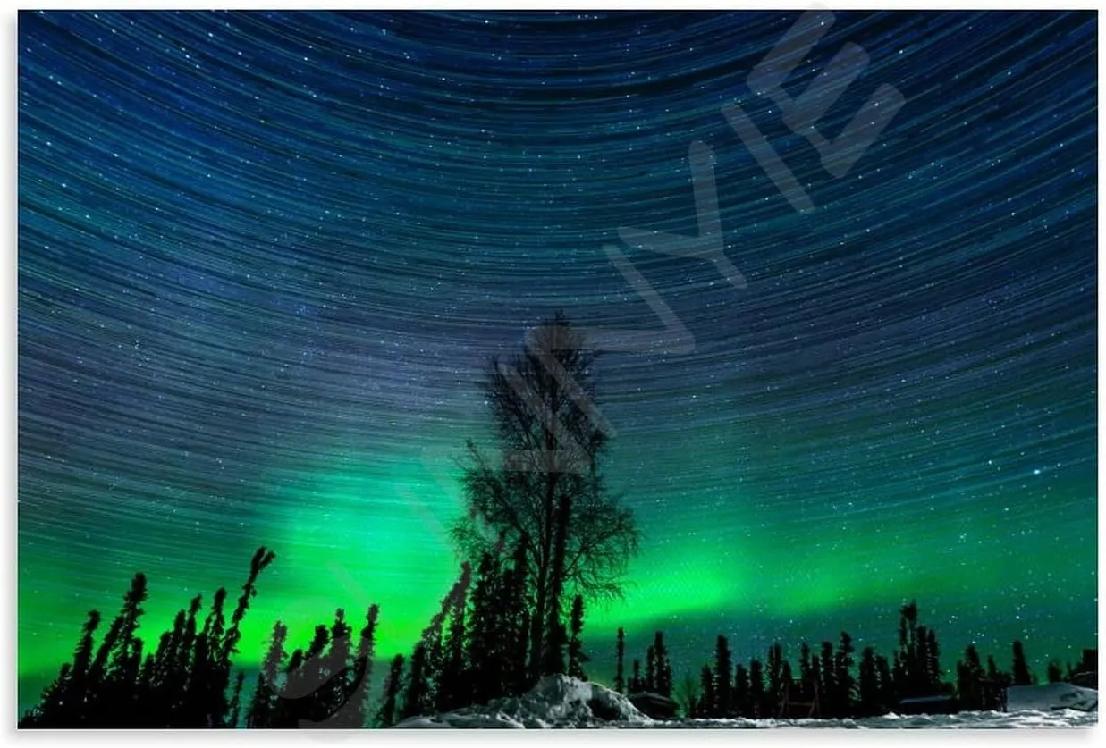Landscape Aurora1 in Alaska Scenic Spots Poster (1) Canvas Painting for Living Room Bedroom Decor 12x08inch(30x20cm) Unframe-style