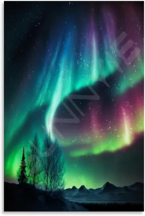 Landscape Aurora1 in Alaska Scenic Spots Poster (5) Canvas Painting for Living Room Bedroom Decor 20x30inch(50x75cm) Unframe-style