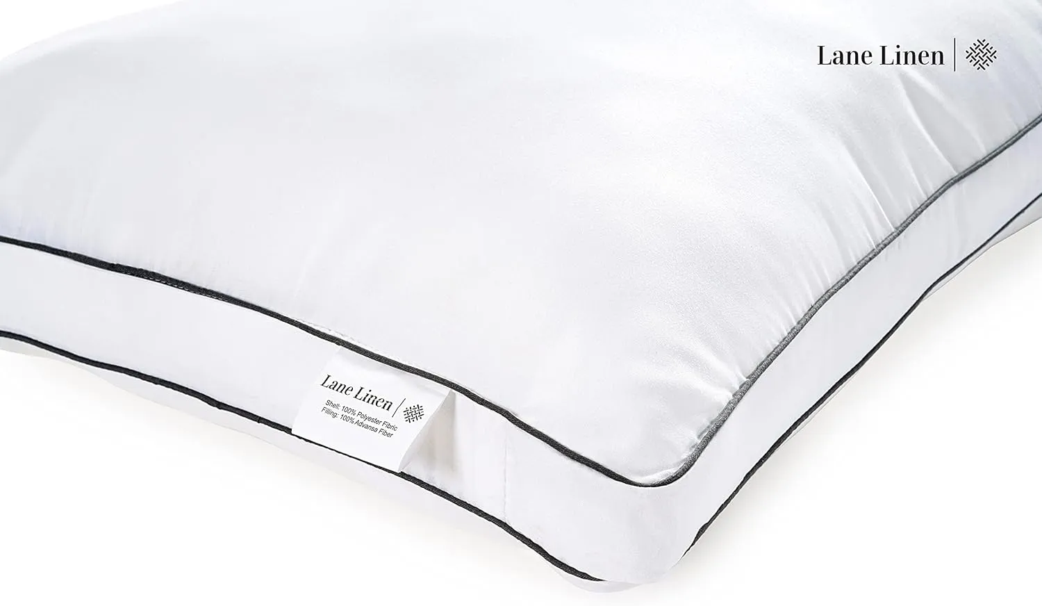 LANE LINEN Standard Pillows Set of 2 (20"x26") - Soft Gusseted Pillow for Back, Stomach or Side Sleepers - Hotel Quality Down Alternative Bed Pillows Standard Size Set of 2 - White