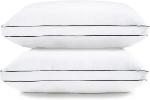 LANE LINEN Standard Pillows Set of 2 (20"x26") - Soft Gusseted Pillow for Back, Stomach or Side Sleepers - Hotel Quality Down Alternative Bed Pillows Standard Size Set of 2 - White