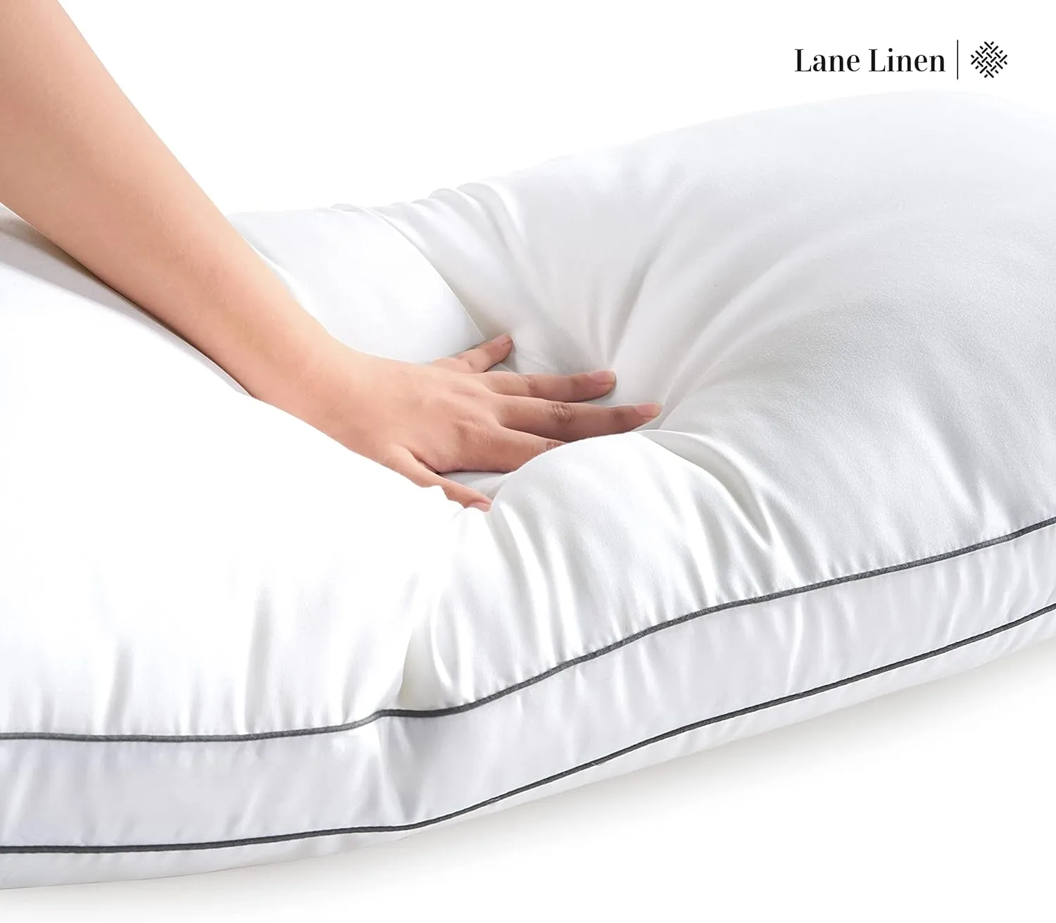 LANE LINEN Standard Pillows Set of 2 (20"x26") - Soft Gusseted Pillow for Back, Stomach or Side Sleepers - Hotel Quality Down Alternative Bed Pillows Standard Size Set of 2 - White