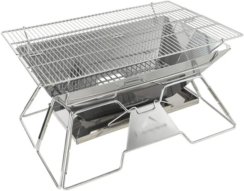 Large Stainless Steel BBQ Grill Foldable Barbecue Grill Portable Outdoor Camping Cooking Tools