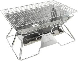 Large Stainless Steel BBQ Grill Foldable Barbecue Grill Portable Outdoor Camping Cooking Tools