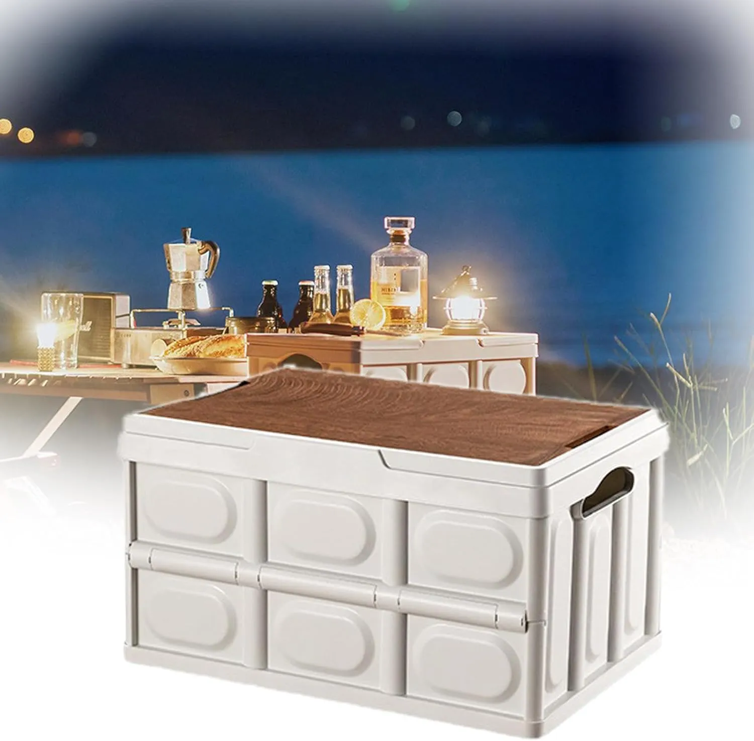 Large Storage Box With Lid, 55L Car Trunk Storage Box, Foldable And Stackable Storage Box, Clothing Storage Box, Suitable For Home Organization, Outdoor Camping And Picnicking, Fishing