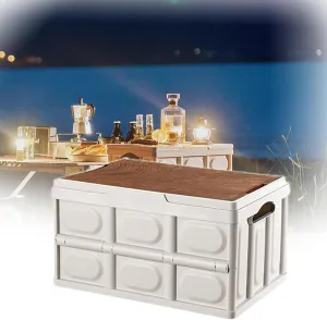 Large Storage Box With Lid, 55L Car Trunk Storage Box, Foldable And Stackable Storage Box, Clothing Storage Box, Suitable For Home Organization, Outdoor Camping And Picnicking, Fishing
