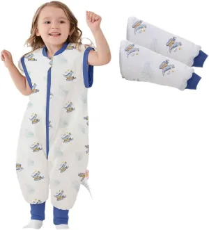 LAT Baby Sleep Bag with Feet Winter,3-way zipper Wearable Blanket,Warm Sack for Toddler Thicken 2.5 TOG-Removable Sleeves