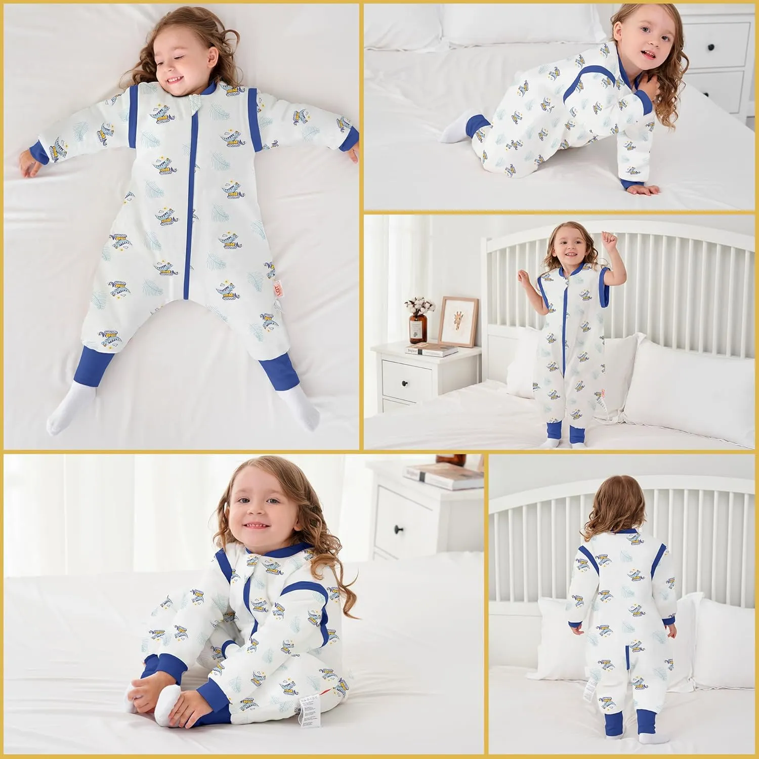 LAT Baby Sleep Bag with Feet Winter,3-way zipper Wearable Blanket,Warm Sack for Toddler Thicken 2.5 TOG-Removable Sleeves