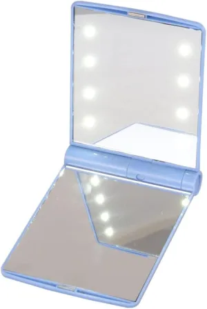 Led Foldable Mirror 8 Led Lights Lighted Makeup Mirror Portable Compact 330° Rotation Bright Reflection Ideal for Travel