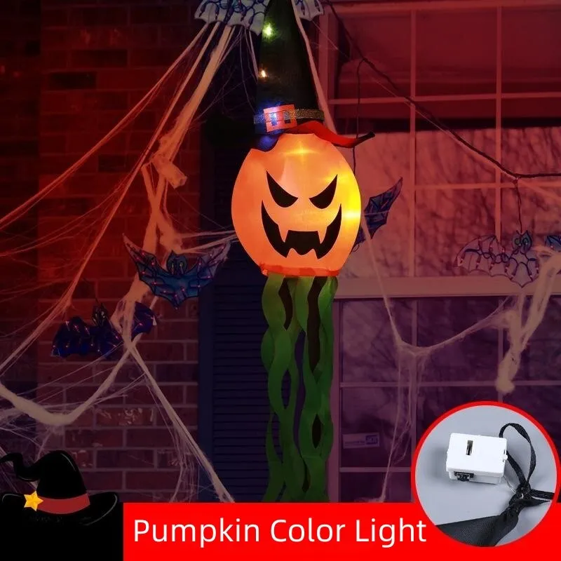 LED Halloween Decoration Flashing Light Gypsophila Ghost Festival Dress Up Glowing Wizard Ghost Hat Lamp Decor Hanging Lantern