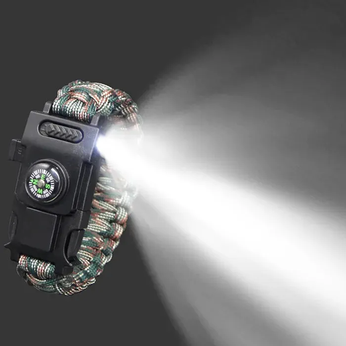 LED Light Multi-Function Survival Bracelet, Emergency Outdoor Tool, Survival Bracelet Paracorde 4mm